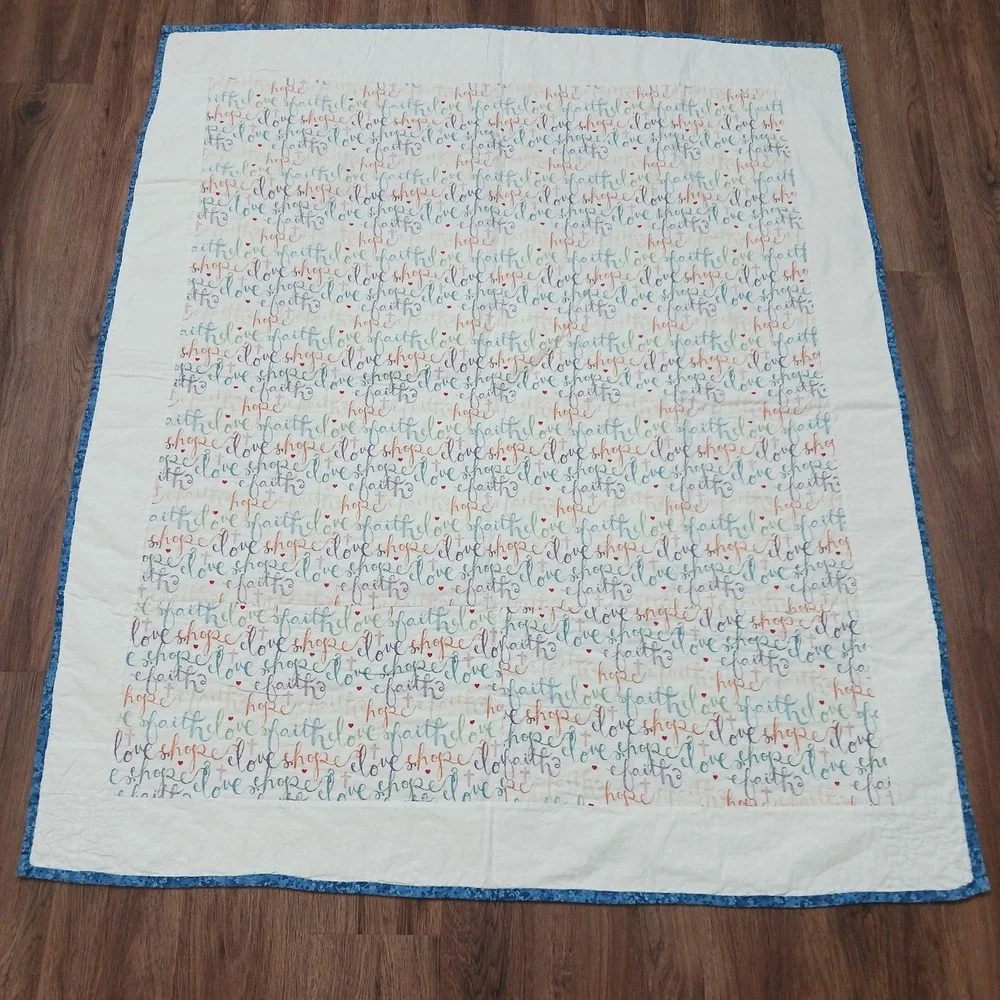 Handmade Baby Quilt Religious Bear Boy 44